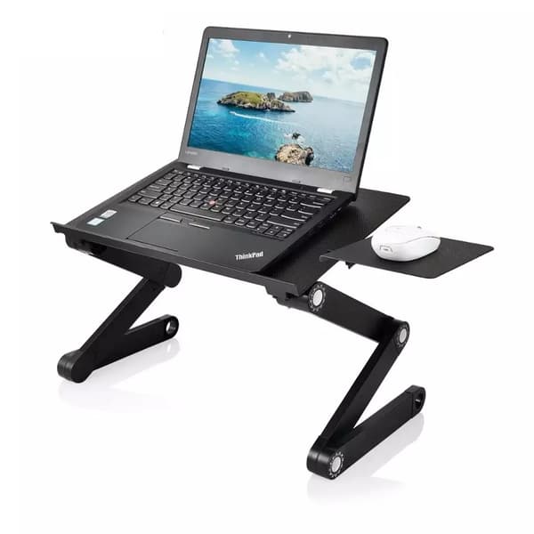 Multifunktionelt laptopbord med indbyggede køleventilatorer, Sort