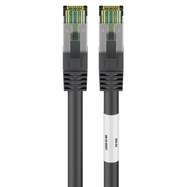 Goobay RJ45 (CAT 6A, 500 MHz) patchkabel med CAT 8.1 S/FTP råkabel, sort 99,9 % iltfri kobberleder (OFC), AWG 24, halogenfri kabelkappe (LSZH), 25 m