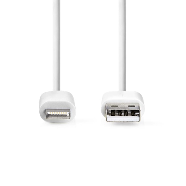 Nedis Lightning Kaapeli | USB 2.0 | Apple Lightning 8-Pin | USB-A Uros | 480 Mbps | Niklattu | 1.00 m | Pyöreä | PVC | Valkoinen | Laatikko