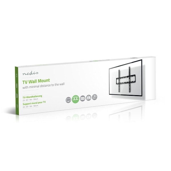 Nedis Fast TV väggfäste | 23 - 55 " | Maximal skärmvikt som stöds: 35 kg | Minsta väggdistans: 23 mm | Stål | Svart