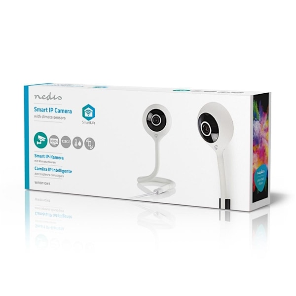 Nedis SmartLife Inomhus Kamera | Wi-Fi | Full HD 1080p | microSD (ingår inte) / Molnlagring (tillval) | Med rörelsesensor | Nattsikt | Vit