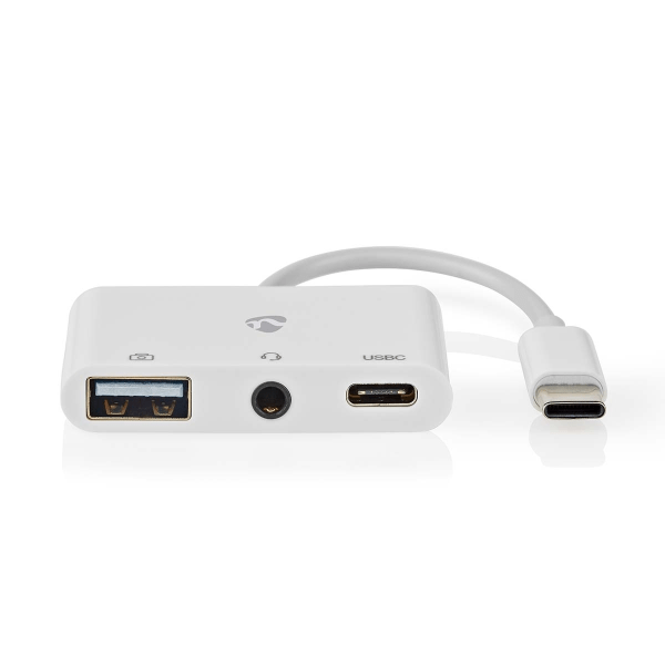 Nedis USB Multi-Port Adapter | USB 2.0 | USB-Câ„¢ Han | USB-A Hun / USB-Câ„¢ Hun / 3.5 mm Hunstik | 480 Mbps | 0.10 m | Runde | Nikkelplateret | PVC |