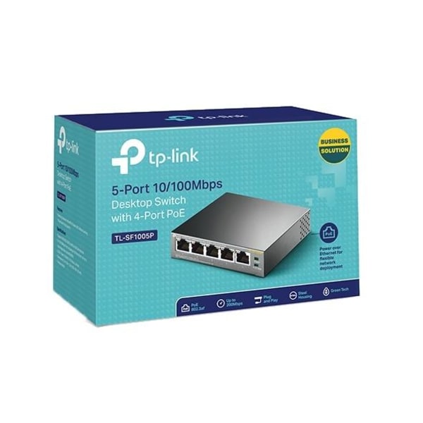 TP-Link verkkokytkin, pöytämalli, 4 porttia, PoE, 100Mbps, 58W, musta