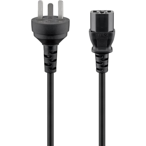 Goobay IEC-kabel Danmark typ K, 2 m, svart Danmarksplugg (typ K, IEC 60906-1) > C13 apparatuttag (IEC-kontakt)