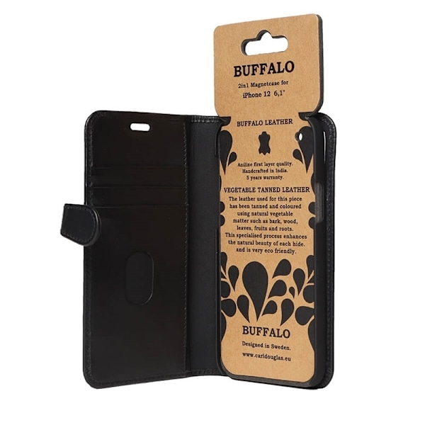BUFFALO Wallet Læder iPhone 12/12 Pro Sort Svart