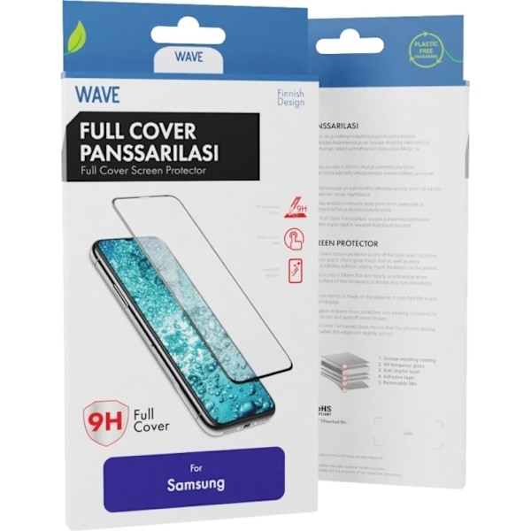 Wave Full Cover hærdet glas, Samsung Galaxy S24, sort ramme Transparent