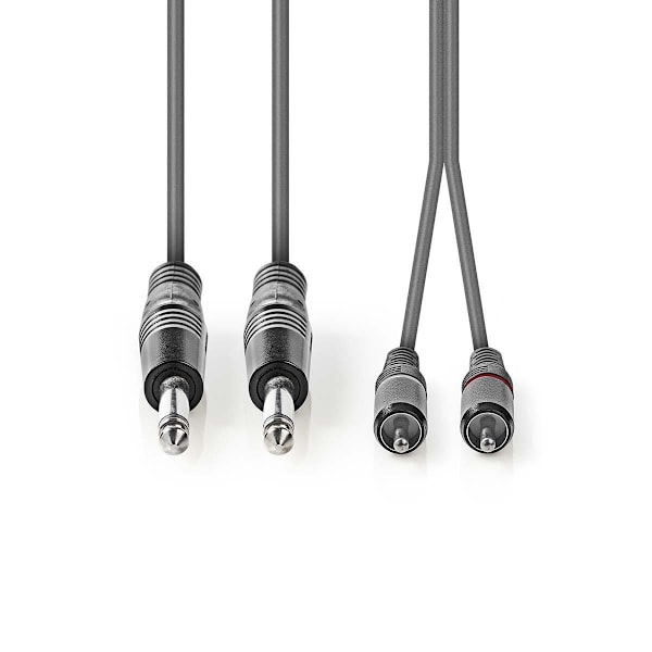 Nedis Stereo Audio kabel | 2x 6.35 mm Hanstik | 2x RCA Hanstik | Nikkelplateret | 5.00 m | Runde | Mørkegrå | Kartonhylster