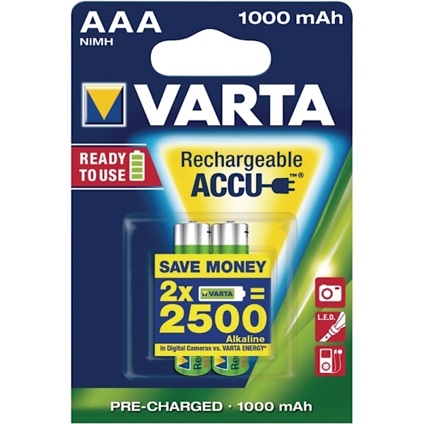 Varta Batteri NiMH AAA/LR03 1.2 V 1000 mAh Professional 2-pack