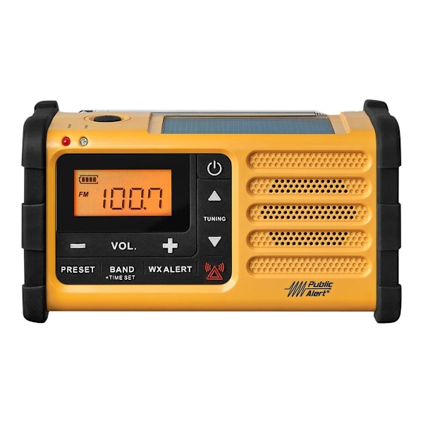 Sangean MMR88 Vevradio med ficklampa, solceller, USB, Gul/Svart