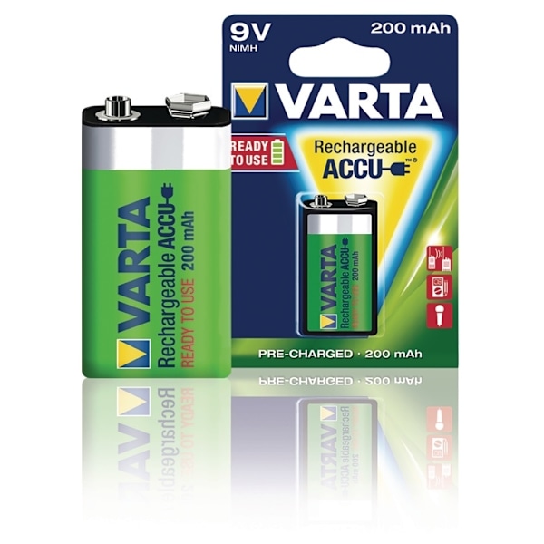 Varta Ladattava Ni-MH-Akku E | 9 V DC | 200 mAh | Esiladattu | 1 - Läpipainopakkaus | 6HR61 | Keltainen / Vihreä