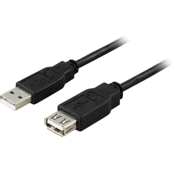 DELTACO USB 2.0 kabel Typ A hane - Typ A hona 2m, svart (USB2-12