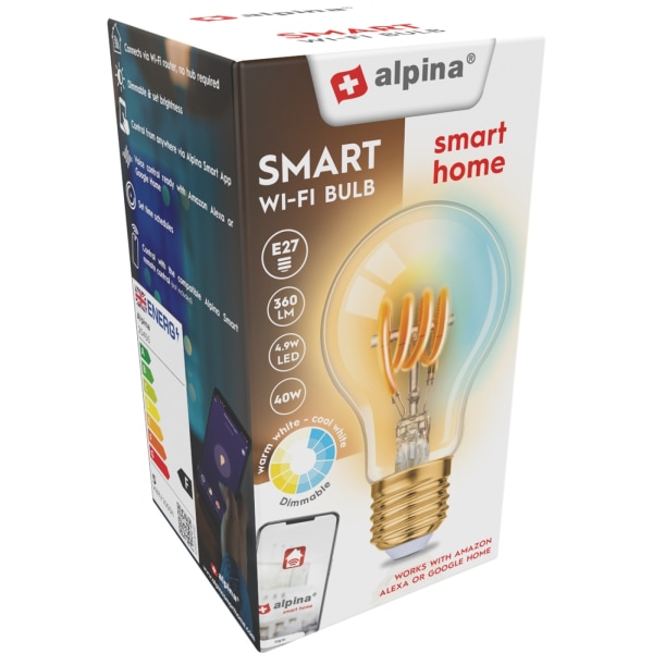 Alpina WiFi Smart E27 LED Varm/Kall Vit 4,9W