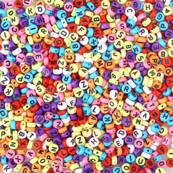 200 perler med bogstaver, farve