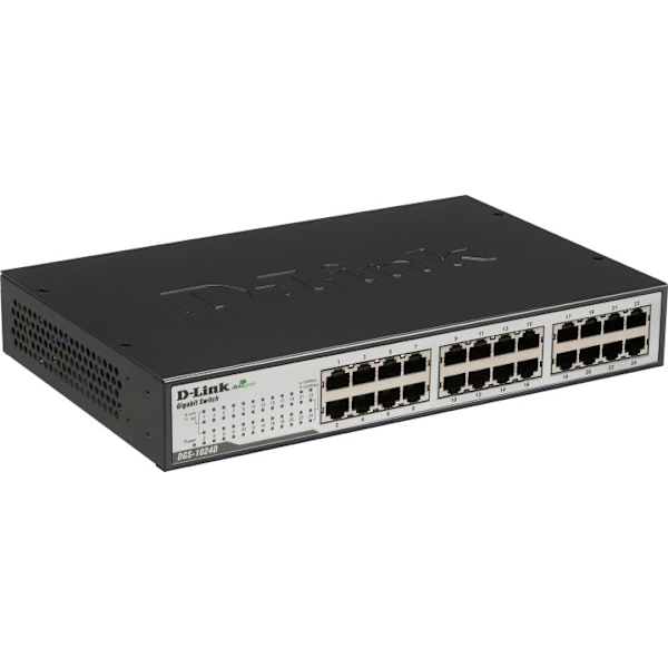 D-Link kytkin, 24x10/100/1000Mbps, RJ45, 19"