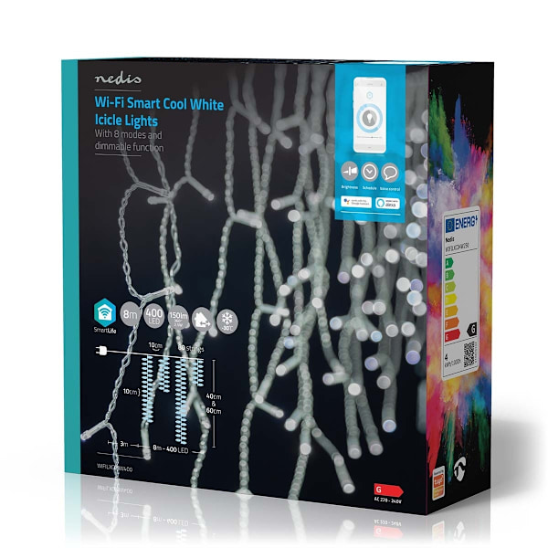 Nedis SmartLife Julbelysning | Istapp | Wi-Fi | Kall Vit | 400 LED's | 8.00 m | Android™ / IOS