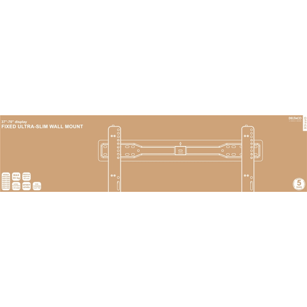 DELTACO Office, fixed ultra-slim wall, 37"-70", 35kg, 100x100-600x400