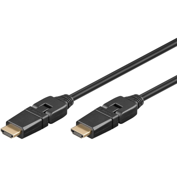 Goobay Höghastighets-HDMI™-kabel 360° med Ethernet HDMI™-kontakt (typ A) > HDMI™-kontakt (typ A); 360° roterbar