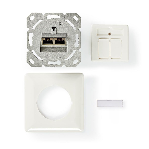 Nedis Nätverksvägglåda | I väggen | 2-Port port(s) | CAT6a | Rak | Hona | Guldplaterad | PVC | Vit | Kuvert