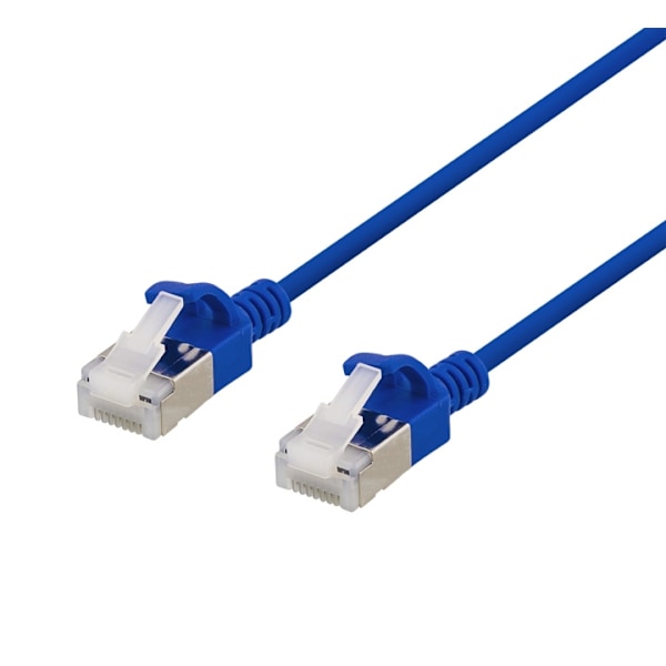 Deltaco U/FTP Cat6a patch cable, slim, 3.8mm in diameter, 2m, blue