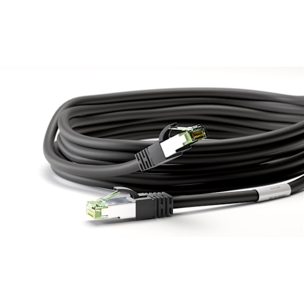 Goobay Patchkabel CAT 8.1, S/FTP (PiMF), svart 99,9 % syrefri kopparledare (OFC), AWG 24, halogenfri kabelhölje (LSZH), 1 m