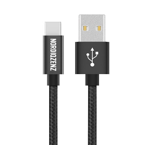 NORDIQZENZ USB-C Textilkabel, 2m, Svart