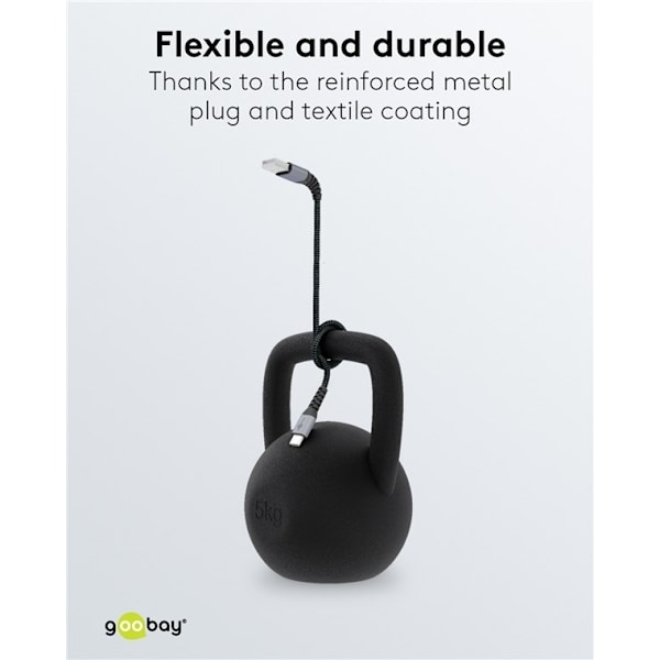 Goobay USB-C™ till USB-A textilkabel med metallkontakter 1 m elegant och extra robust anslutningskabel för enheter med USB-C™-port