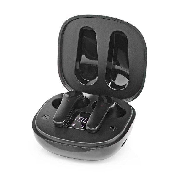 Nedis Fullt Trådlösa hörlurar | Bluetooth® | Maximal batteritid: 5 timmar | Tryck på Kontroll | Batteri hölje | Inbygd mikrofon | Stöd för röststyrnin Svart