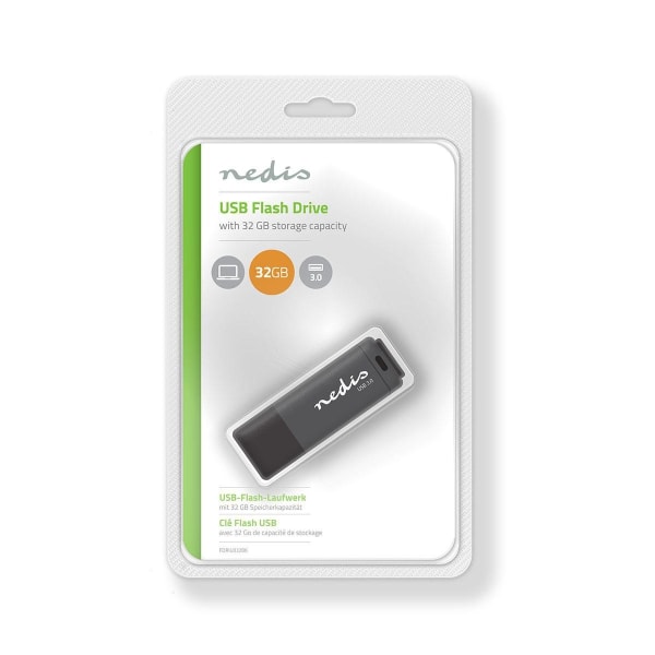Nedis Flash Drev | 32 GB | USB Type-A | Læs hastighed: 80 MB/s |