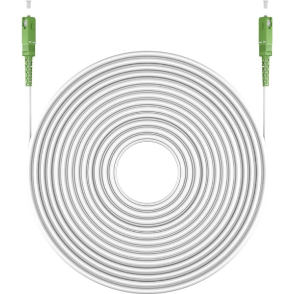 Goobay Lyslederkabel (FTTH), Singlemode (OS2) White, hvid (Simplex), 3 m fiberoptisk kabel, stik SC-APC (8°) > stik SC-APC (8°), halogenfri kabelkappe