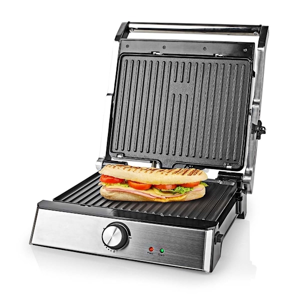 Nedis Kontakt Grill | 2000 W | 29 x 23 cm | Justerbar temperaturkontrol | Plastik / Rustfri Stål