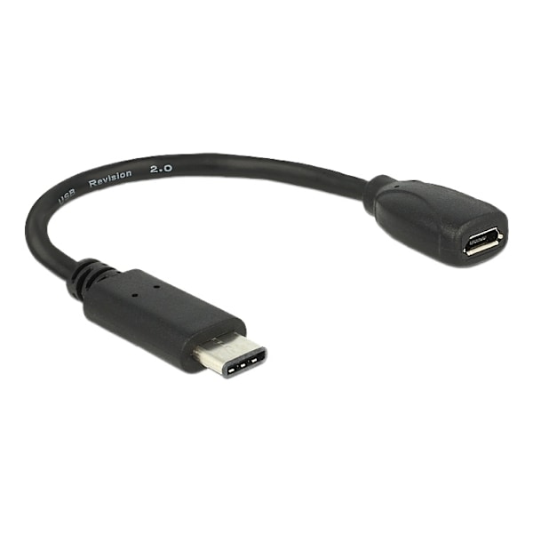 DeLOCK sovitin USB-C uros - Micro-B naaras, USB 2.0, 56 kΩ, musta