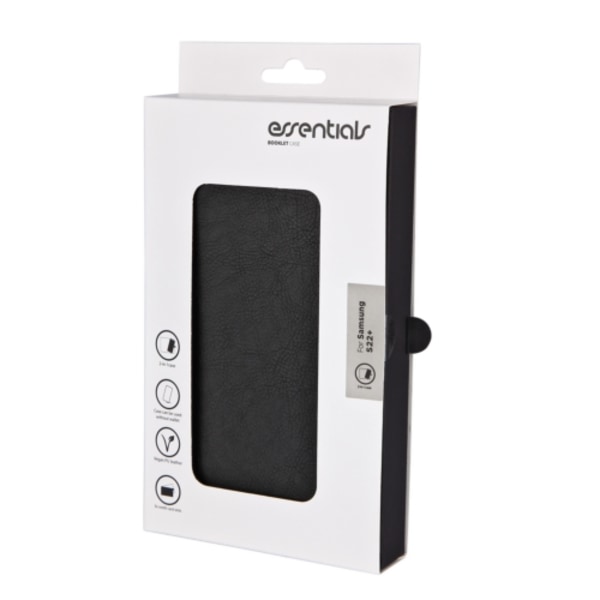 essentials Samsung Galaxy S22+ PU wallet,detach, 3 card,Black Svart