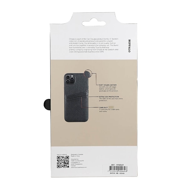 Buffalo Back cover PU 2 card iPhone 14 Plus 6,7" Black Svart