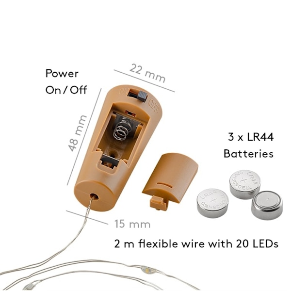 Goobay 10 x 20 LED-flaskor Atmosfärisk belysning dekoration för glasflaskor