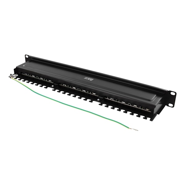 DELTACO 19" patchpanel, 24xRJ45, Cat6, 10Gbps, 1U, STP, metall, svart