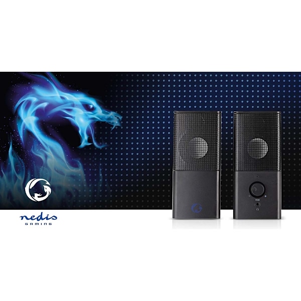 Nedis Gaming Højttaler | Højttalerkanaler: 2.0 | USB Drevet | 3.5 mm Hanstik | 18 W | Uden Belysning | Volumenkontrol | Tilslutninger udgang: 1x 3.5 m