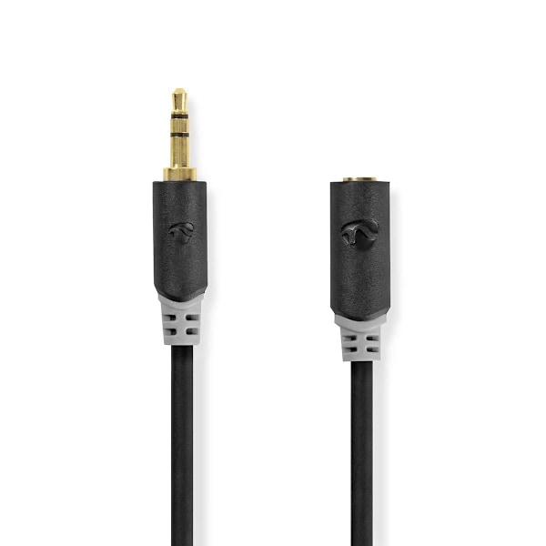 Nedis Stereoäänikaapeli | 3.5 mm uros | 3.5 mm naaras | Kullattu | 2.00 m | Pyöreä | Antrasiitti | Laatikko