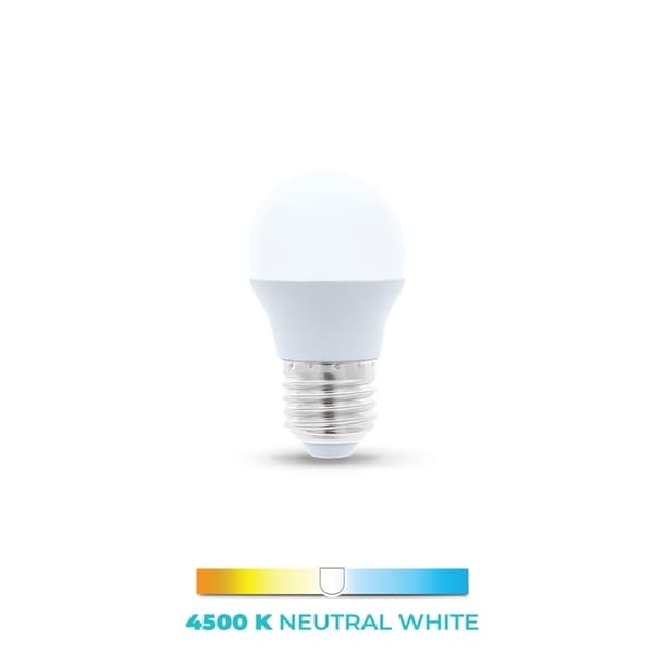 LED-lamppu E27, G45, 6W, 4500K, valkoinen neutraali