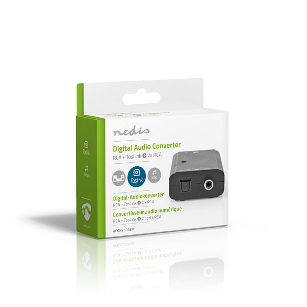Nedis Digital Audio Omvandlare | Tvåvägs | Anslutningsingång: 1x S/PDIF (RCA) Hona / 1x TosLink Hona | Anslutningsutgång: 2x RCA Hona | ARC | Instrukt
