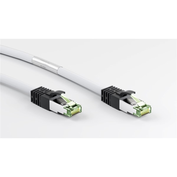 Goobay RJ45 (CAT 6A, 500 MHz) patchkabel med CAT 8.1 S/FTP rå kabel, vit 99,9 % syrefri kopparledare (OFC), AWG 24, halogenfri kabelhölje (LSZH)