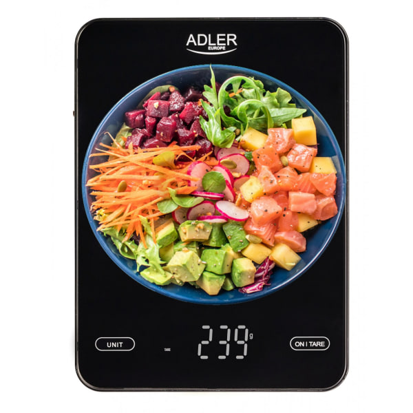 Adler AD 3177b Kitchen scale 10kg USB charged, Black