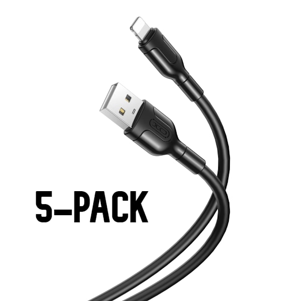 XO NB212 - USB-Lightning-kaapeli, pikalataus (2.1A), 1m, 5-pack, 5 kpl