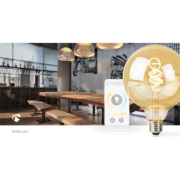 Nedis SmartLife LED vintage lampa | Wi-Fi | E27 | 360 lm | 4.9 W | Varm till cool vit | 1800 - 6500 K | Glas | Android™ / IOS | Globe | 1 st