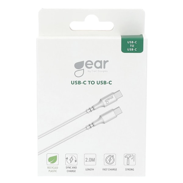 Gear Latauskaapeli USB-C-USB-C 2.0 2m Kaapeli Valkoinen