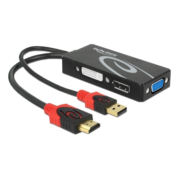 DeLOCK Adapter HDMI male > DVI / VGA / DisplayPort female 4K black