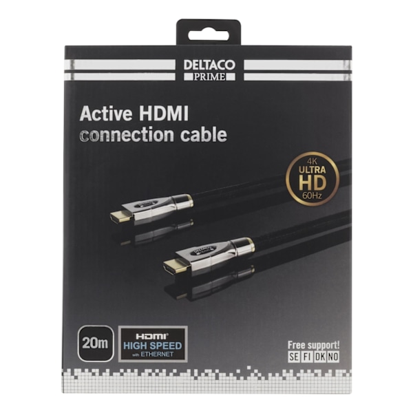 DELTACO PRIME active HDMI cable, 20m, Textile, HDMI High speed with Et