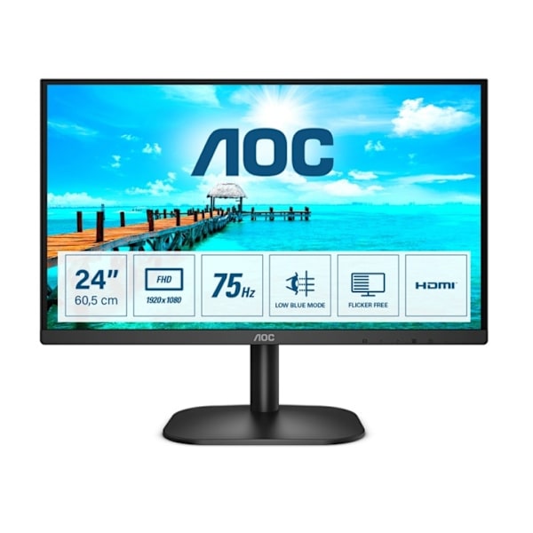 AOC B2 24B2XHM2 platta pc-skärmar 60,5 cm (23.8") 1920 x 1080 pixlar Full HD LCD Sort