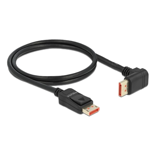 Delock DisplayPort cable male straight to male 90° upwards angled 8K 60Hz 1m