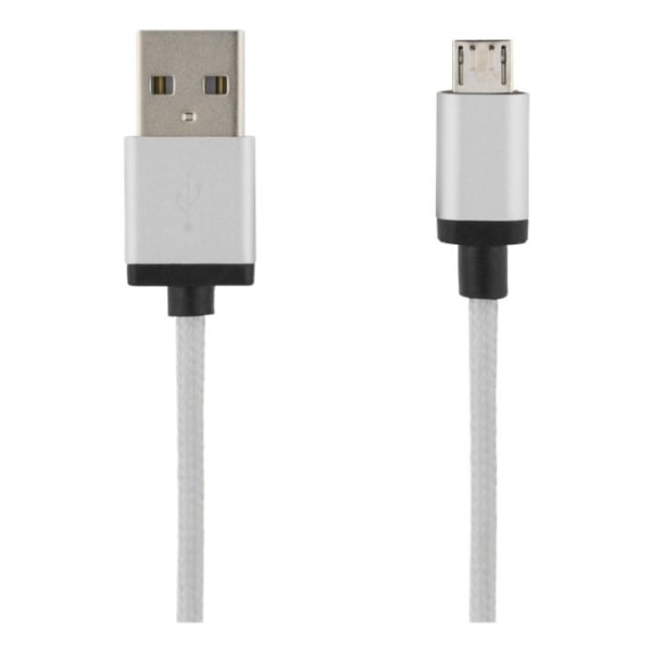 DELTACO USB-kabel, Tygklädd, Typ A ha - Typ Micro B, 2m, silver