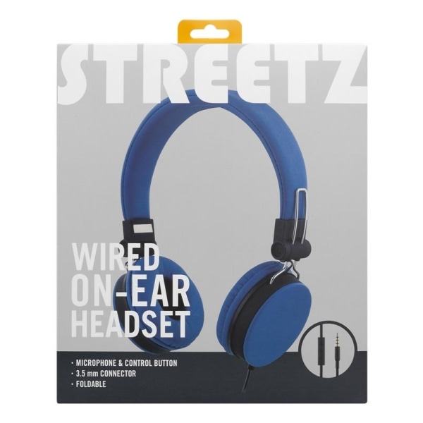 STREETZ headset for smartphone, microphone, 1-button, 1,5m, blue Blå